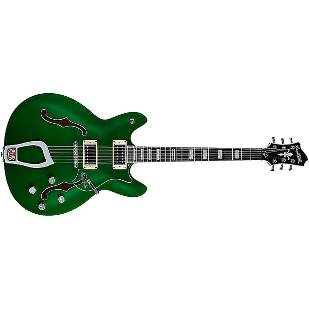 Immagine Hagstrom VIKDLXCUS-EDG Viking Deluxe Limited Edition Semi-Hollow Emerald Green - 1