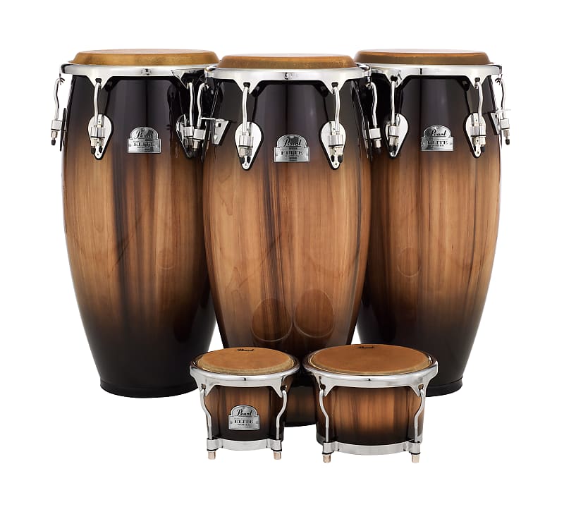 Pearl *Pre-Order* Elite Series Thai Oak Mocha Burst 4pc Quinto Conga Tumba  Bongos Set 11