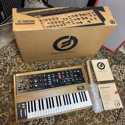 Moog Minimoog Model D Reissue 44-Key Monophonic Synthesizer 2017 - Black / Wood with Box and Paperwork image 1