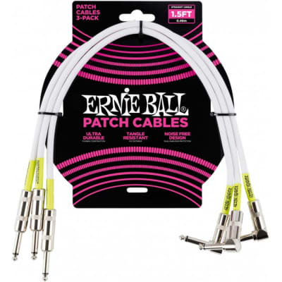 ERNIE BALL 6056 Patch Cable Patchkabel Kl-WKl 46cm (3er Pack), weiss for sale