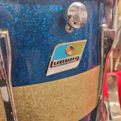 Ludwig Marching Snare Blue And Olive 12x15 1970 Blue/Gold Sparkle image 6