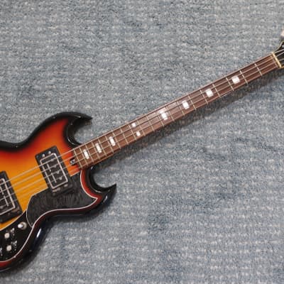Vintage Silvertone Kay K-2B Lawsuit Bass Guitar SG Style 2 PU Very Clean Sunburst for sale