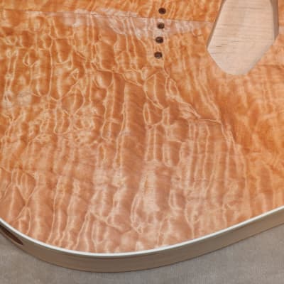 Unfinished Telecaster Body Semi-Hollow W/F-Hole Book Matched Figured Quilt Maple Top 2 Piece Premium Alder Back White Binding Chambered Very Light 2lbs 12.5oz! image 22
