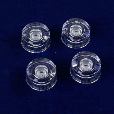 Set of 4 Hatbox Style Electric Guitar Knobs ,Transparent Clear