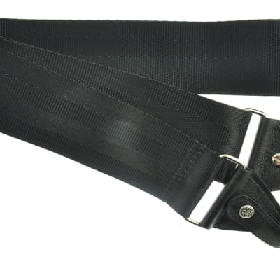 Souldier Banjo Strap Leather Ends Handmade Black Seatbelt Fabric image 1