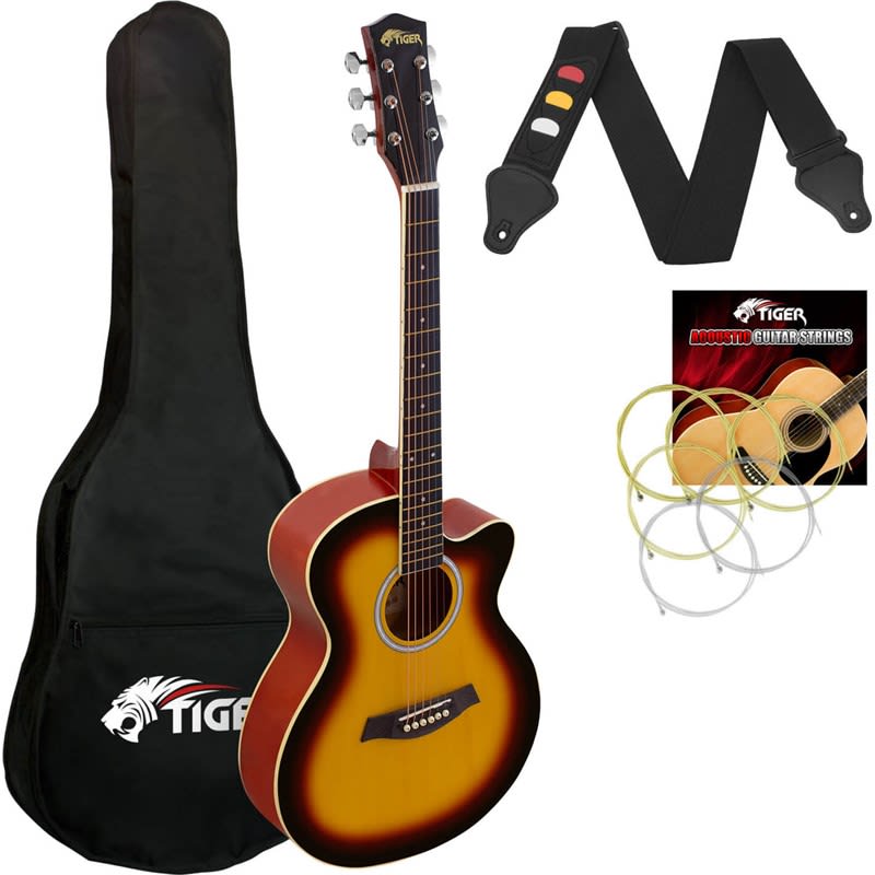 Tiger ACG1 Small Body Acoustic Guitar for Beginners Sunburst