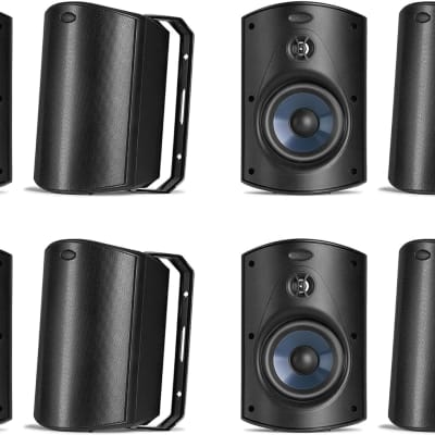 Polk Audio Atrium 5 Outdoor Speakers with Bass Reflex Enclosure | 8 Speaker Pack (4 Pairs, Black) - All-Weather Durability | Broad Sound Coverage | Speed-Lock Mounting System | 8 Speakers (Black) image 2