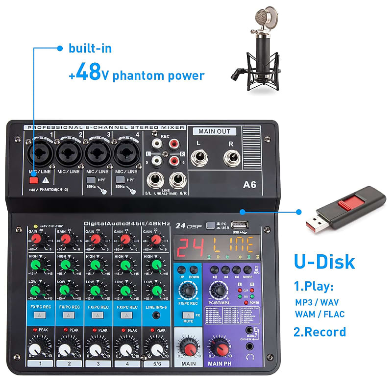 Streaming Audio Mixer, Audio Interface With Pro-Preamp, Bluetooth, Built-In  Battery, Noise Cancellation, 48V Phantom Power For Live Streaming, Podcast  Recording, Gaming Caster Amc2 Neo