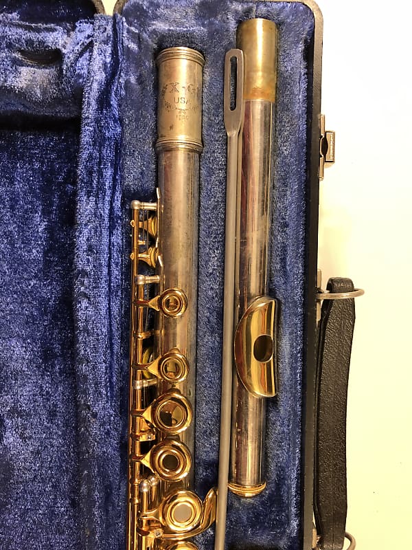 X G USA Open Hole Gold and Silver Flute Open Holed Flute | Reverb