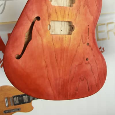 Steen "Carol" Semi Hollow Ash Body Thinline Ergonomic Electric Guitar w/case 1 of 1 image 13