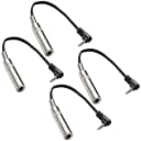 Four Pack of 6" Extender Cables Right Angle 1/8" (3.5mm) TRS Male to 1/4" Female
