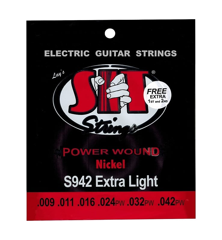 SIT Strings Powerwound Nickel Electric Guitar Strings Extra Light Pack .009-.042 image 1