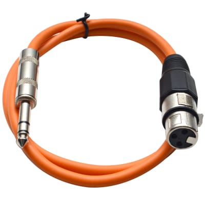SEISMIC (6) Orange 1/4" TRS  XLR Female 3' Patch Cables image 2