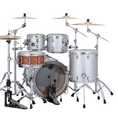 Mapex Saturn Evolution Rock Birch Iridium Silver Lacquer Chrome Hardware 4pc Drums Shell Pack +Bags 22x18_10x8_12x9_16x16 | Authorized Dealer image 4