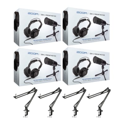 Zoom ZDM-1 4-Person Podcast Mic Pack Kit with Headphones, Mic