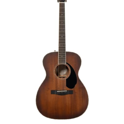 Fender PO-220E Orchestra Acoustic-Electric Guitar, All Mahogany, Ovangkol FB, Aged Cognac Burst image 3