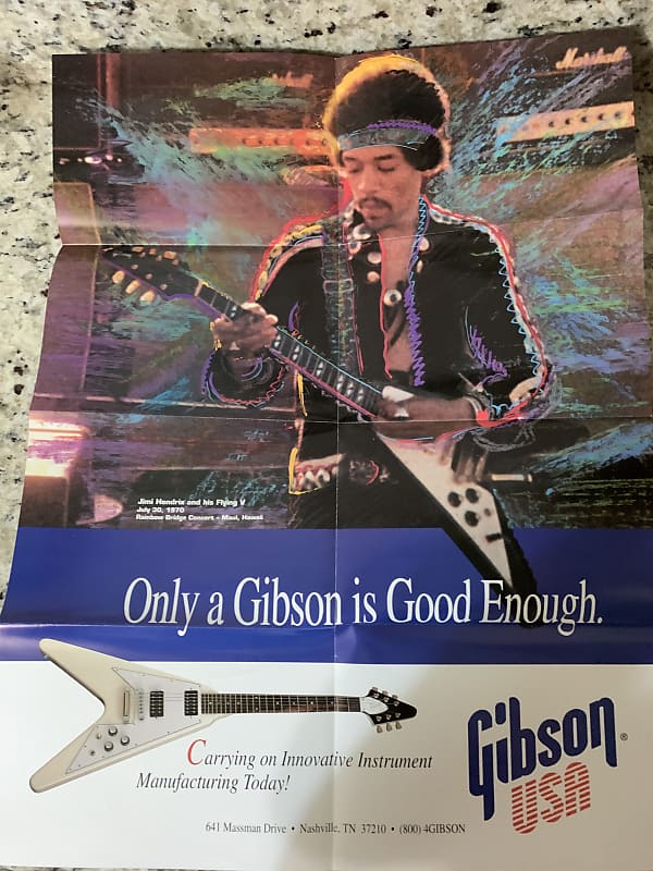 Gibson Catalog Poster Jimi Hendrix 1993 Flying V Explorer Reverb