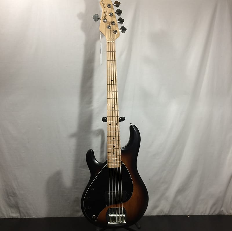 Sterling StingRay Ray5LH 5-String Left-Handed Bass Guitar, Vintage Sunburst image 1