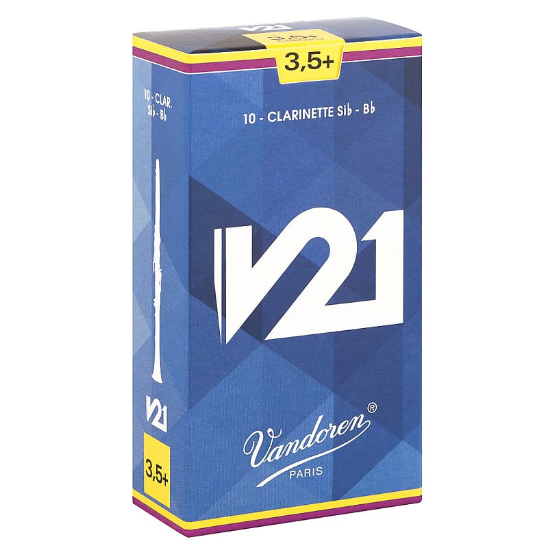 Vandoren V21 3.5+ Strength Clarinet Reeds, 10 Count image 1