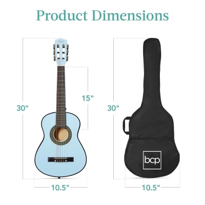 Best Choice Products Kids Acoustic Guitar Beginner Starter Kit with Carrying Case - 30in-Light Blue image 13