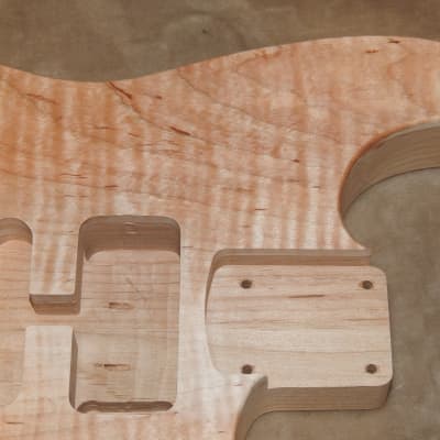 Unfinished Stratocaster Body Book Matched Figured Flame Maple Top 2 Piece Alder Back Chambered, Standard Tele Pickup Routes 3lbs 8.3oz! image 19