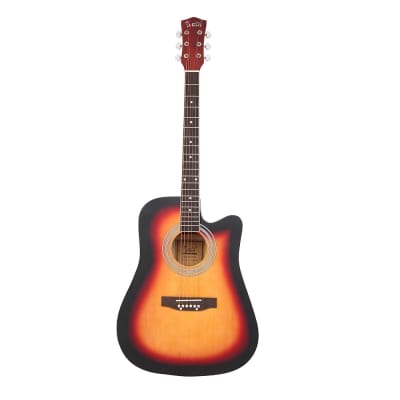 Glarry GT502 41 Inch Matte Cutaway Dreadnought Spruce Front Acoustic Guitar Gradient Sunset image 5