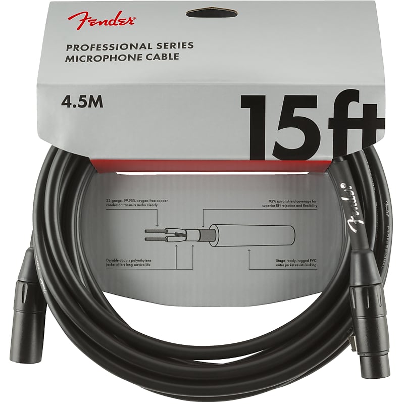 Fender 15 ft Professional Series Microphone Cable image 1