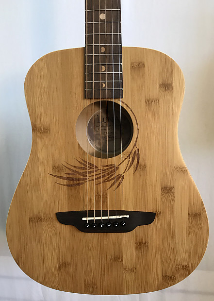 Luna SAF-BAMBOO Safari Bamboo 3/4 Scale Travel Guitar Natural with Design imagen 1