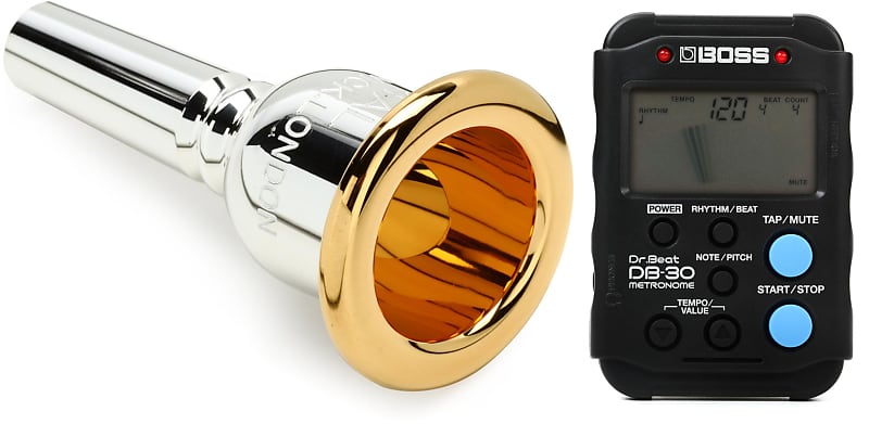 Denis Wick Heritage Series Trombone Mouthpiece - 4AL with Gold-plated Rim  Bundle with Boss DB-30 Dr. Beat Metronome image 1