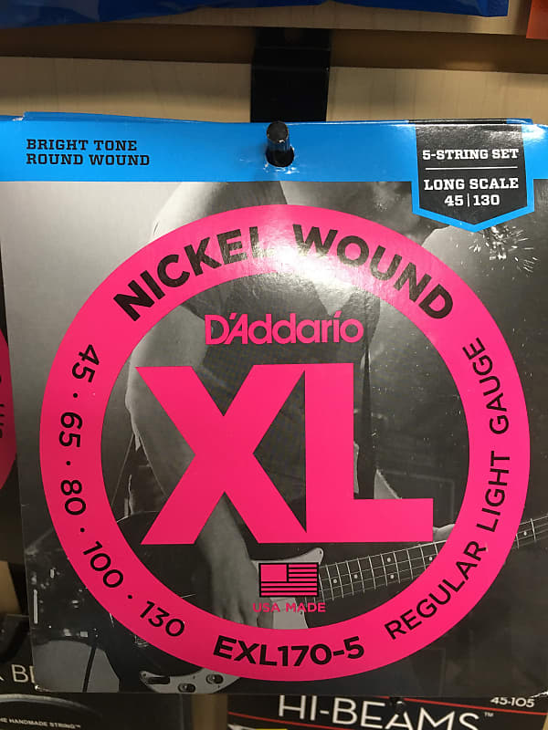 D’Addario EXL170-5 Long Scale Regular Light 5-String XL Nickel Electric Bass Guitar Strings 45-130 image 1