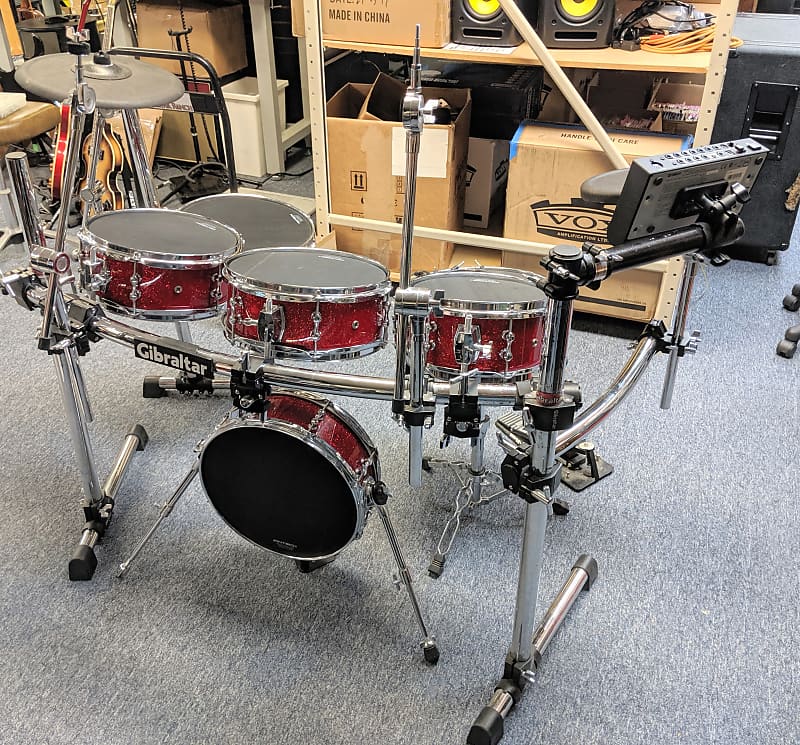 Pintech custom electronic drum kit Red Sparkle shells Yamaha Reverb