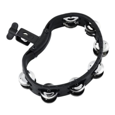 Meinl Mounted Guiro Tambourine, Stainless Steel Jingles, Black image 1