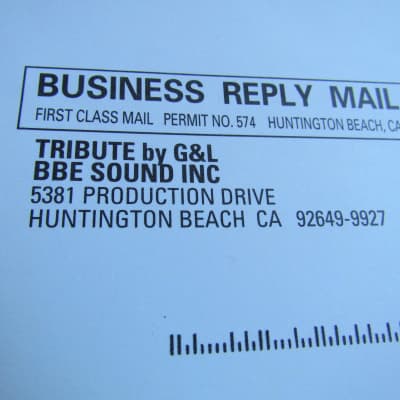 G & L  Tribute Warranty Card Unsigned Not Filled Out G & L Warranty Registration Card image 1
