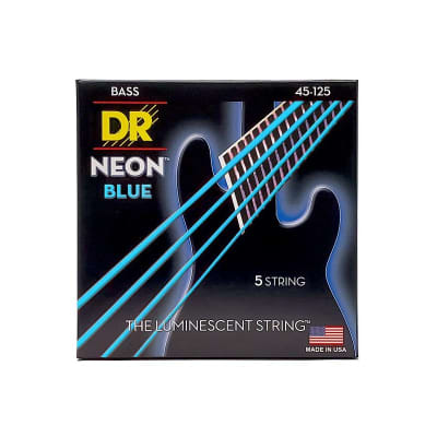 DR STRINGS - NBB5-45 - Cordes basse électrique 5 cordes bleu néon image 1