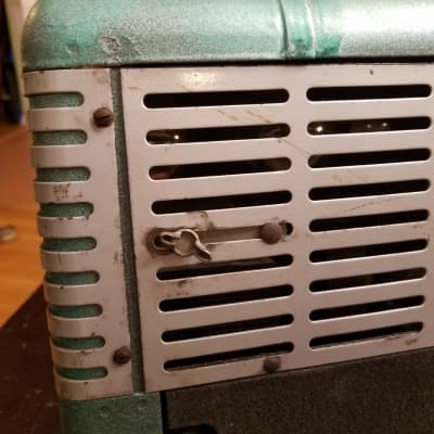Operadio 1A30 Art Deco Theatre or PA Tube Amp 6L6 6J7 20 Watt 1947 - Wrinkled Green and Grey image 7