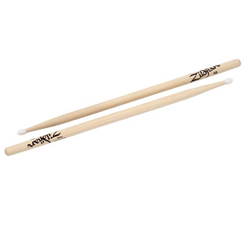 Zildjian 5BN Drumsticks - 1 Pair Hickory Wood Natural Finish Nylon Tip - Z5BN Natural image 1