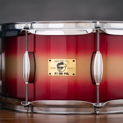Pork Pie 14 X 6.5 Hip Pig Snare Drum, Red Gold Duco image 6
