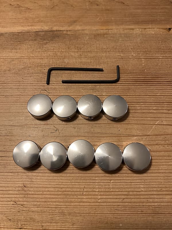 9x Mini Silver Barefoot Buttons Pedal Toppers V1 & V2 Reverb