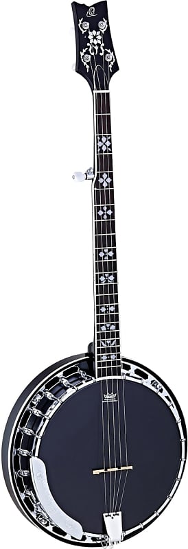 Ortega Guitars OBJ450-SBK Raven Series Banjo 5-string Mahogany Resonator Body w/ Free Bag, Black Satin Finish image 1