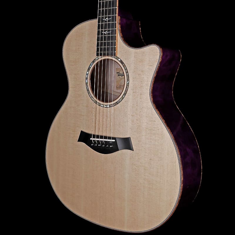 Taylor GA Grand Auditorium Lutz Spruce Top Quilt Maple Back and Sides Purple  Stain 2022 - Purple Stain 2022 - Natural with Purple Bronco back and sides