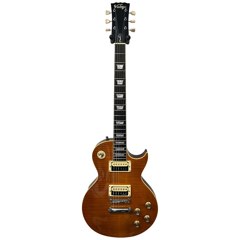 Vintage V100AFD Reissued Paradise Flamed Amber | Reverb UK