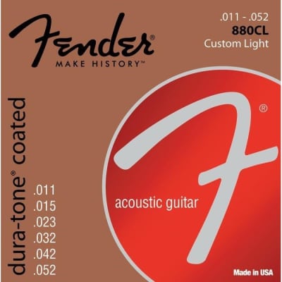 Fender 880CL Dura-Tone Coated 80/20 Bronze Strings 11-52 for sale