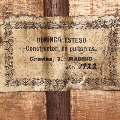 Domingo Esteso 1922 rare guitar - fully restored with amazing old world sound quality + certificate - check video! image 12