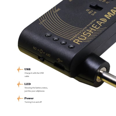Valeton Rushead Max USB Chargable Portable Pocket Guitar Headphone Amp Carry-On Bedroom Plug-In image 2