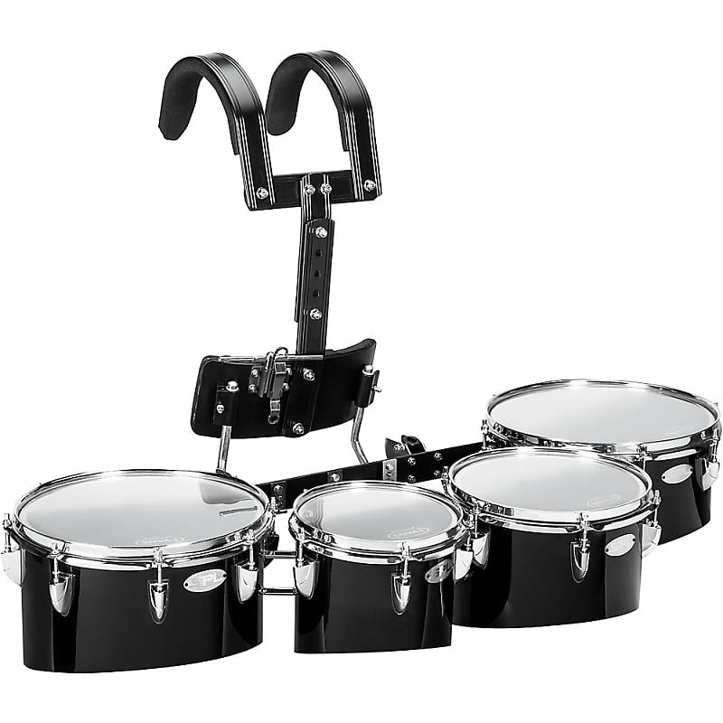 Sound Percussion Labs Birch Marching Quads with Carrier 8/10/12/13 Regular  White image 1