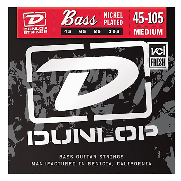 Dunlop DBN45105 Nickel-Wound Stainless Steel Bass Strings (45-105) image 1