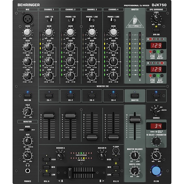 Behringer Pro Mixer DJX750 4-Channel DJ Mixer with Effects and BPM Counter imagen 1