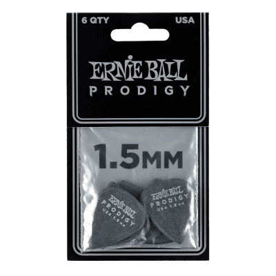 Genuine Ernie Ball 1.5 mm Black Standard Prodigy Picks 6-Pack P09199 image 2