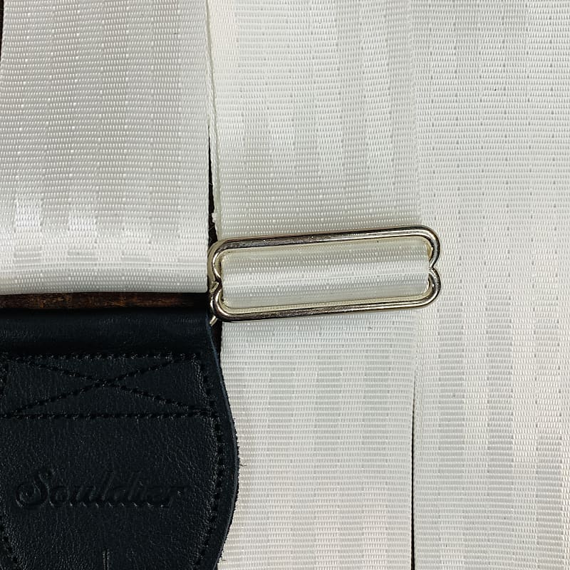 Souldier White and Black Plain Seat Belt Guitar Strap image 1