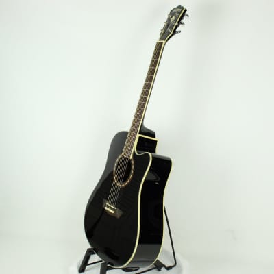 Washburn WD10SCEB Acoustic Electric Guitar, Black (USED) image 3